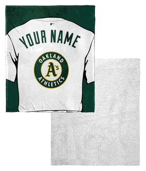 MLB Oakland Athletics Jersey Personalized Silk Touch Sherpa Throw Blanket 50x60 Inches