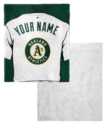 MLB Oakland Athletics Jersey Personalized Silk Touch Sherpa Throw Blanket 50x60 Inches