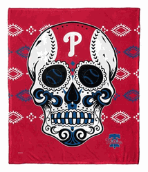 MLB Philadelphia Phillies Candy Skull Silk Touch Throw Blanket 50x60 Inches