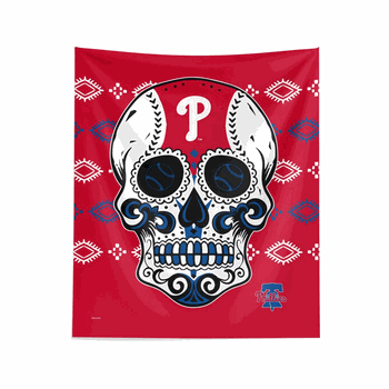 MLB Philadelphia Phillies Candy Skull Wall Hanging 34x40 Inches