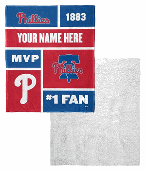 MLB Philadelphia Phillies Colorblock Personalized Silk Touch Sherpa Throw Blanket 50x60 Inches