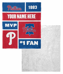 MLB Philadelphia Phillies Colorblock Personalized Silk Touch Sherpa Throw Blanket 50x60 Inches