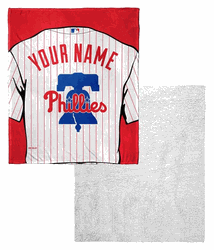 MLB Philadelphia Phillies Jersey Personalized Silk Touch Sherpa Throw Blanket 50x60 Inches