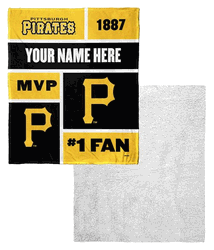 MLB Pittsburgh Pirates Colorblock Personalized Silk Touch Sherpa Throw Blanket 50x60 Inches