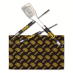 MLB San Diego Padres 3-Piece BBQ Utensil Set 17.25 6 11 x 18 Inches