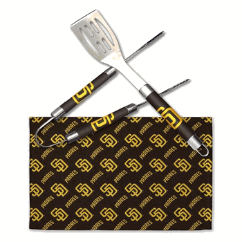 MLB San Diego Padres 3-Piece BBQ Utensil Set 17.25 6 11 x 18 Inches