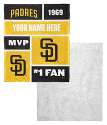 MLB San Diego Padres Colorblock Personalized Silk Touch Sherpa Throw Blanket 50x60 Inches