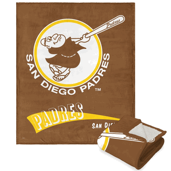 MLB San Diego Padres Cooperstown Collection Throwback Silk Touch Sherpa Throw Blanket 50 x 60 Inches