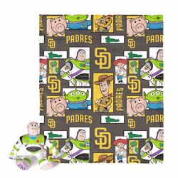 MLB San Diego Padres Disney Toy Story Buzz Lightyear Cameo Hugger Pillow & Silk Touch Throw Blanket Set 40x50 Inches