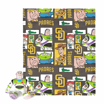 MLB San Diego Padres Disney Toy Story Buzz Lightyear Cameo Hugger Pillow & Silk Touch Throw Blanket Set 40x50 Inches
