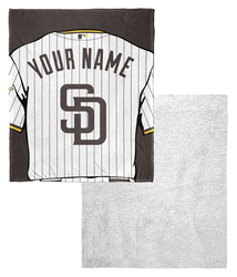 MLB San Diego Padres Jersey Personalized Silk Touch Sherpa Throw Blanket 50x60 Inches