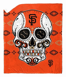 MLB San Francisco Giants Candy Skull Silk Touch Sherpa Throw Blanket 50x60 Inches