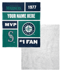 MLB Seattle Mariners Colorblock Personalized Silk Touch Sherpa Throw Blanket 50x60 Inches