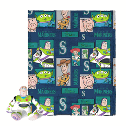 MLB Seattle Mariners Disney Toy Story Buzz Lightyear Cameo Hugger Pillow & Silk Touch Throw Blanket Set 40x50 Inches