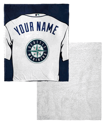 MLB Seattle Mariners Jersey Personalized Silk Touch Sherpa Throw Blanket 50x60 Inches