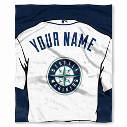 MLB Seattle Mariners Jersey Personalized Silk Touch Throw Blanket 50x60 Inches