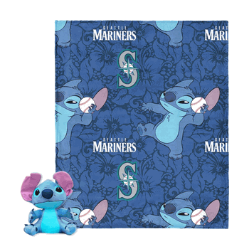 MLB Seattle Mariners Strike Stitch Hugger Pillow & Silk Touch Throw Blanket Set 40x50 Inches