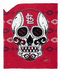 MLB St. Louis Cardinals Candy Skull Silk Touch Sherpa Throw Blanket 50x60 Inches