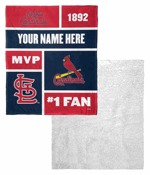 MLB St. Louis Cardinals Colorblock Personalized Silk Touch Sherpa Throw Blanket 50x60 Inches