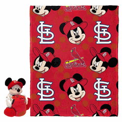 MLB St Louis Cardinals Pitch Crazy Mickey Hugger Pillow & Silk Touch Throw Blanket Set 40x50 Inches