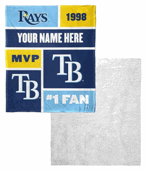 MLB Tampa Bay Rays Colorblock Personalized Silk Touch Sherpa Throw Blanket 50x60 Inches