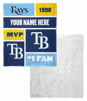 MLB Tampa Bay Rays Colorblock Personalized Silk Touch Sherpa Throw Blanket 50x60 Inches