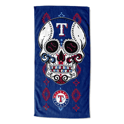 MLB Texas Rangers Candy Skull Printed Beach Towel