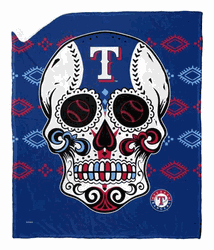 MLB Texas Rangers Candy Skull Silk Touch Sherpa Throw Blanket 50x60 Inches