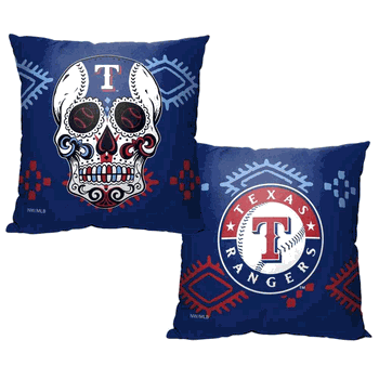 MLB Texas Rangers Candy Skull Throw Pillow 18x18 Inches