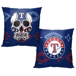 MLB Texas Rangers Candy Skull Throw Pillow 18x18 Inches