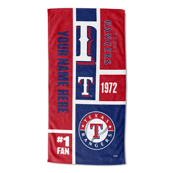 MLB Texas Rangers Colorblock Personalized Beach Towel 30x60 Inches