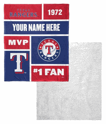 MLB Texas Rangers Colorblock Personalized Silk Touch Sherpa Throw Blanket 50x60 Inches