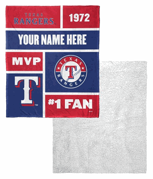 MLB Texas Rangers Colorblock Personalized Silk Touch Sherpa Throw Blanket 50x60 Inches