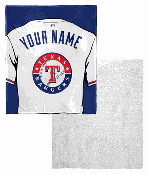 MLB Texas Rangers Jersey Personalized Silk Touch Sherpa Throw Blanket 50x60 Inches