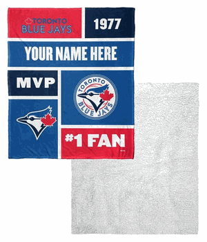 MLB Toronto Blue Jays Colorblock Personalized Silk Touch Sherpa Throw Blanket 50x60 Inches