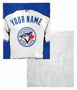MLB Toronto Blue Jays Jersey Personalized Silk Touch Sherpa Throw Blanket 50x60 Inches