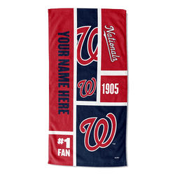 MLB Washington Nationals Colorblock Personalized Beach Towel 30x60 Inches