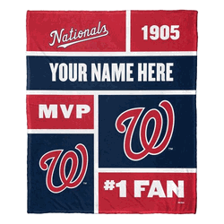 MLB Washington Nationals Colorblock Personalized Silk Touch Throw Blanket 50x60 Inches
