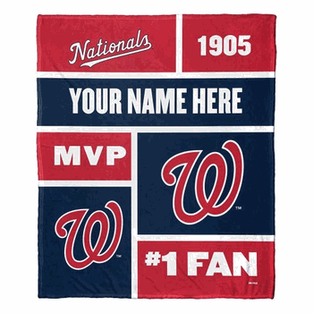 MLB Washington Nationals Colorblock Personalized Silk Touch Throw Blanket 50x60 Inches