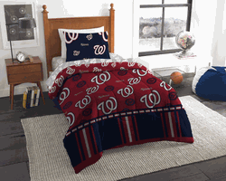 MLB Washington Nationals Rotary Twin Bed In A Bag Set 64 x 86 Inches