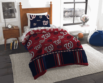 MLB Washington Nationals Rotary Twin Bed In A Bag Set 64 x 86 Inches