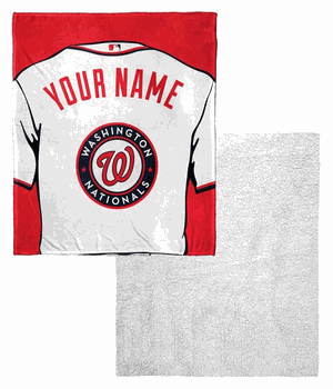 MLB Washington NationalsJersey Personalized Silk Touch Sherpa Throw Blanket 50x60 Inches