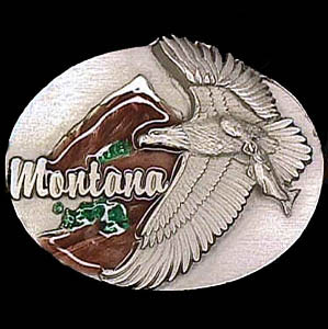 Montana Eagle Enameled Belt Buckle