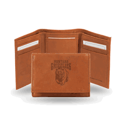 Montana Grizzlies  Brown Embossed Genuine Leather Tri-Fold Wallet