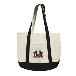 Montana Grizzlies NCAA Logo Canvas Tote with Colored Strap 21x15 inches