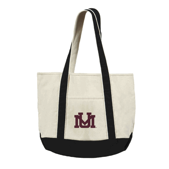 Montana Grizzlies NCAA Logo Canvas Tote with Colored Strap 21x15 inches