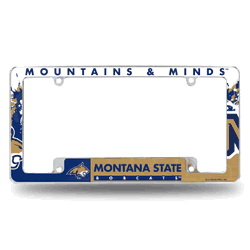 Montana State Bobcats Primary 12" x 6" Chrome All Over Automotive License Plate Frame for Car/Truck/SUV