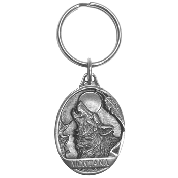 Montana Wolf Antiqued Keyring