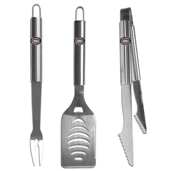 Montreal Canadiens 3 pc Stainless Steel BBQ Set