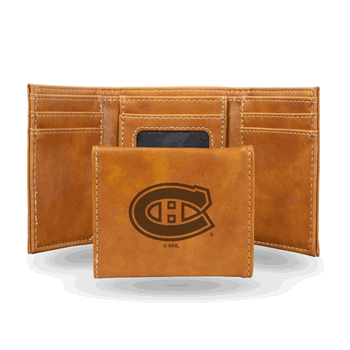 Montreal Canadiens Brown Laser Engraved Faux Leather Trifold